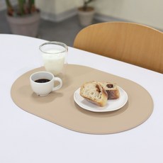 [페니체] 플랫레더트레이 테이블매트 식탁매트 쟁반 양면트레이, 1개, 400x285x40(mm), 베이지(브라운)