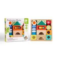 Classic World 클래식 월드 익스플로레이션 Blocks 쌓기 블록 소리가 나오는 장난감 지육 아기 장치 장난감 갈라갈라 나무 1세 반 18개월 생일 선물 출산 축하, 1개, 상세페이지 참조
