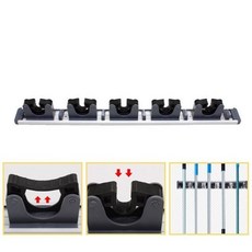 고정식 청소 도구 행거 약58cm 5구 좌우 이동 알루미늄 막대 걸레, ＆단일지정상품