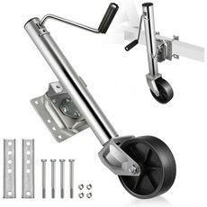 DNA 모터링 1000파운드 트레일러 잭 듀얼 휠 무거운 회전식 보트 해양 볼트 온 리프트 롤러 회전 스탠드 텐트 RV 트레일러용 포함 도구00691, 1200LBS