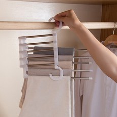5단 접이식 슬라이딩 스텐 바지걸이 치마걸이, 화이트