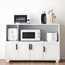 스타 와이드 주방 수납장 1200 전자레인지 렌지대 밥솥다이 밥솥장 3단 선반, 화이트