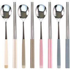 보네르 컬러믹스 수저 세트, 크림 + 브라운 + 버건디 + 블루, 숫가락 4p + 젓가락 4p, 1세트