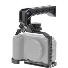 포커스포토 카메라 케이지 소니 ZVE1용 알루미늄 비디오 브이로그 안정기 장비 NATO 레일 포함 1420 나사 마운트 3816 위치 고정 핀 아리 그립용 아카스위스 삼각대용, Camera Cage with Top Handle Ki, FocusFoto 탑 핸들 키트가 포함된 카메라 케이지