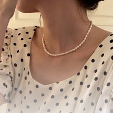 천연 진주목걸이 담수 쌀진주 비즈 패션 목걸이, 1개