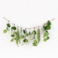 [플라워트리] 은방울꽃 조화 가랜드 폴리안 73x24cm (DIY) 여름 인테리어 벽장식 벽걸이 소품 현관 문 꾸미기, 상세 설명 참조