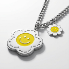 미아방지 목걸이 써지컬 스마일 꽃 유아 아동, 1개, 실버