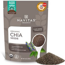 나비타스 오가닉스 치아 씨앗 454g 백 38회 제공량 Navitas Organics Chia Seeds – For Chia Pudding Smoothies Baking, 16온스(1팩), 1개