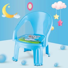 K桃園出 兒童餐椅帶餐盤寶寶吃飯桌叫叫椅嬰兒椅子餐桌靠背學坐塑料小凳子, 新款加厚【無盤】天空藍