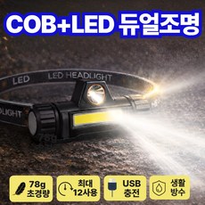 리누아 COB 2모드 초경량 헤드랜턴 USB충전 장시간 착용 미니 헤드램프, 1개, 딥블랙