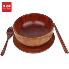 熱銷 復古風手工整木實木木頭套碗 多用碗兒童碗 奶茶碗 泡麪木碗帶蓋 木碗, 約帶蓋兒童碗18*9cm+勺筷A, 1個
