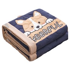 簡約印花鋪棉涼被-四季涼被/學生涼被/雙人涼被 舒適夏涼被, 呆萌柯基,200*230公分