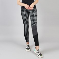 JoyHolly 女款千鳥格紋拼色9分瑜珈褲