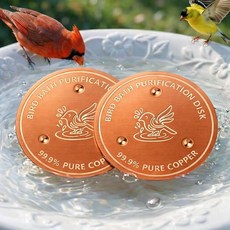 Factee 새 목욕 구리 디스크 - 0.6mm 두께 99.9% 순수 워터 케어 액세서리 깨끗한 물 유지 야외 목욕 그릇 및 분수에 사계절 사용 310932, 2 pcs Yellow