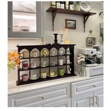 實木復古美法式杯架 中古咖啡茶杯展示架 壁掛香水手辦收納置物架, 1個, 洛基 73.5cm中號杯架【黑色】