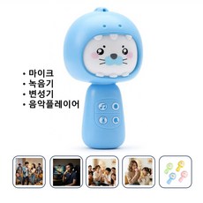M4J 다용도 4가지 기능 겸용 마이크 변성기 녹음기 플레이어 친구파티 부모자녀모임 장난감, 파랑blue, 1개