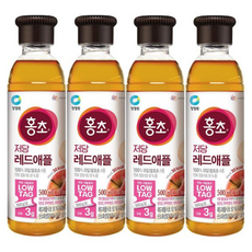 대상 청정원 홍초 저당 레드애플 /홍초음료수/발효홍초/발효식초/사과식초/과일식초/홍초음료, 500ml, 4개