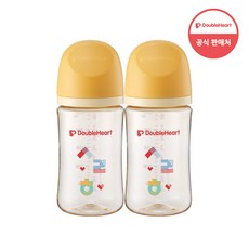 더블하트 소프트터치 모유실감 PPSU 노꼭지 젖병 트윈팩, 01)사랑해, 240ml, 1개