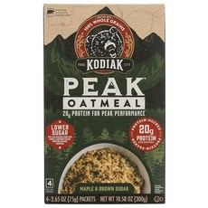 Kodiak Peak 인스턴트 오트밀 패킷 메이플 브라운 슈가 고단백질 통곡물 4팩 포함 1박스 [호환], Kodiak Peak 인스턴트 오트밀 패킷 메이플 브라
