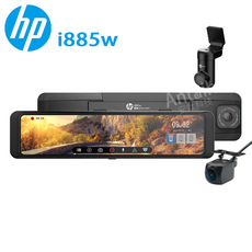 hp i885w 機車行車記錄器，前後雙鏡頭超大螢幕，高畫質防水機車記錄器, 黑色(i885W 前後內)