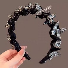 滿鑽蝴蝶氣質發箍女2026新款洗臉壓發髮卡高級感頭箍防滑帶齒髮卡, 1個, 滿鑽蝴蝶發箍:如图