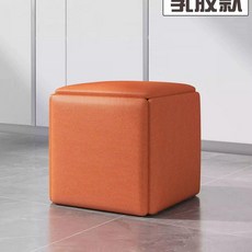 의자 스툴 고탄성 침실 테이블 현관 커피 거실 사각 간이 낮은 스펀지, 45*45cm 라텍스 원단, 오렌지 레드 ⭐ 이탈리아산