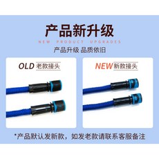 NWJR 多用途高壓洗車水槍澆花神奇伸縮3倍伸縮水管套裝，高壓清洗，多種噴灑模式，伸縮自如, 蘭色7功能+標準款22米《注水前7.5米