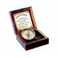 인용구 나무 상자가 있는 각인 나침반 종교 세례 목사 선물 졸업식 날 2025년 그를 위한 남성 남편 아버지의 (하나님의 길 나침반), GOD's Paths Compass- 시편 32.8편