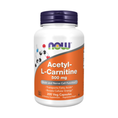 NOW Foods 乙醯左旋肉鹼素食膠囊 500mg, 1個, 200 入