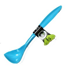 寵物長柄食物勺 小尺寸設計 寵物餵食專用 方便衛生 安全無毒材質, 1個, 美耐皿材質雙頭設計草藍色