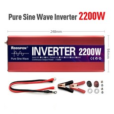 휴대용 파워 인버터 1000W 1600W 2200W 3000W 순수 사인파 태양광 12v/24v에서 AC 220v 변환기 자동차용 변압기, [05] 2200W-220V, [03] V용, [01] 220V 50Hz