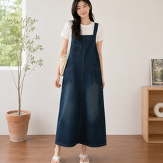 패션 원피스 멜빵 스커트 데님 빅사이즈 74호
