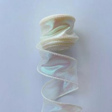 絲巾緞帶 【超3千回頭客】幻彩4cm魚尾炫彩大卷絲帶花束包裝蛋糕裝飾鮮花彩帶波浪炫彩絲帶, 奶油米9米, 1個