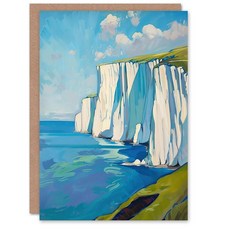 Artery8 인사말 카드 화이트 도버 절벽 해안 풍경 그림 빈 모든 그 또는 그녀의 아트 생일 카드 420518