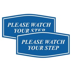 Fancy Please Watch Your Step 사인 (아이보리/다크 브라운) - 미디엄 2팩, 블루