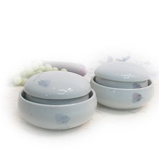 단고재 백자 달개비 2인 뚜껑 공기대접 세트 (6P) 단고재 공기 대접 반상기세트 찬기 식기 그릇, 6개