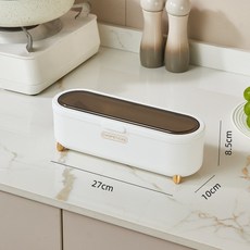 免打孔廚房置物架：勺子筷子收納桶，掛牆式瀝水，多功能廚房收納神器，節省空間, 月光白-台面款, 1個