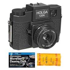 The Imaging World Holga 120N 미디엄 포맷 필름 카메라 블랙 코닥 TX 120 번들 극세사 천 673970, Black