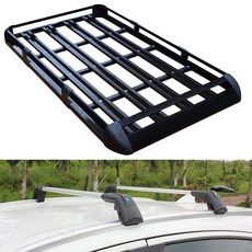 차량용 중형차 지붕 고정 SUV 프레임 바구니 짐 단품 13 오프로드자동차 랙, 작은 상어 가로대 140x100cm 은색