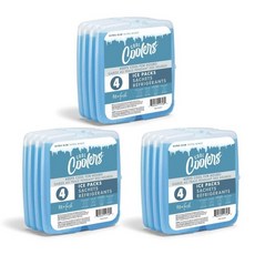 Fit + Fresh Cool Coolers + Fresh 재사용 및 오래 지속되는 슬림 아이스 팩 도시락용 콜드 팩 런치 백용 아이스 팩 그린 8팩, Blue 12 PK