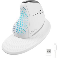 DELUX Seeker 공학적 마우스 무선 OLED 화면이 세로 6 버튼 및 엄지 휠 기능 무음 클릭 7200DPI 프로그래밍 가능 충전식 BT2.4G유선 RGB, Black