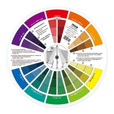 色輪卡 旋轉色盤色輪色卡 國際標準色彩搭配色卡 配方調色本 樣板 通用, 大-色輪盤/中文【直徑25釐米】, 1個