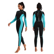 Jsnorklet 여성 잠수복 다이빙 수영용 3mm 백 지퍼 풀 잠수복, Blue, Small