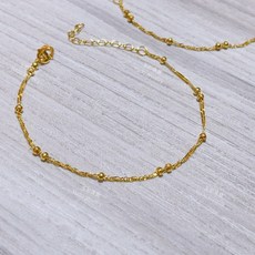 純金水波粼粼金珠雙鍊手鍊，0.59錢，可調式