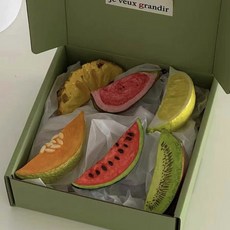 創意手繪樹脂水果筷子架西餐餐具托送人禮物裝飾擺件, 1個, 6個水果餐具架組合(綠色禮盒裝)