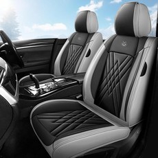 닛산 370z 2009-2024 플랭크에 맞는 카시트 커버 프리미엄 나파 가죽과 모든 랩 및 사이드 에어백 호환(전면 세트 블랙 그레이)