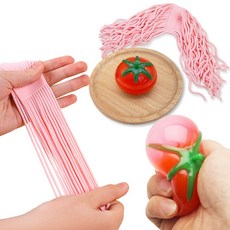 [MSMULTIVERSE] 스트레스 완화 해소 말랑이 스트레스볼 스퀴시 토마토 스파게티 세트, 1세트, 120g, 레드