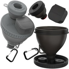 단백질 깔때기 6피스 물병 채우기 특허받은 팩. 부착 가능한 작은 깔때기와 일일 알약 용기가 있는 대형 깔때기. 하이드라 컵의 보충제 보관 중.