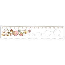 卡皮巴拉 圈圈尺 直尺15cm 波浪尺 可愛卡通壓克力尺 學生文具用品, 1個, 甜甜圈, 透明