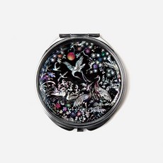 자개 손거울 신송학 문양 나전칠기 휴대용 화장거울 한국 전통공예 여성 선물용, 고급포장 - 1개비용, 인쇄없음